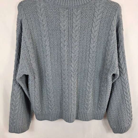 Tahari Cable Knit Crewneck Blue Sweater Women's Size Large - Picture 11 of 11